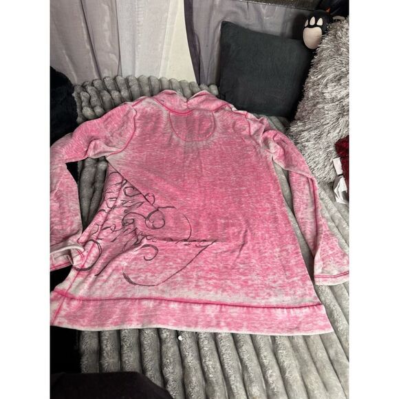 Fox ryders pink shawl collered sweatshirt distressed - Picture 8 of 10